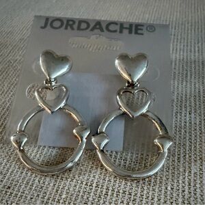 Jordache Silver Heart Drop Earrings - Silver